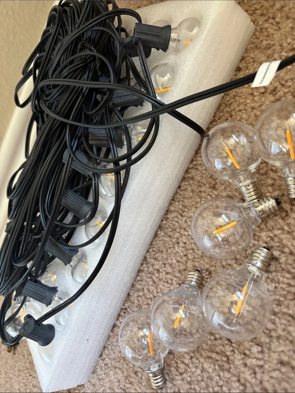 Amazon Black Party String Lights with Clear Bulbs; NWOT